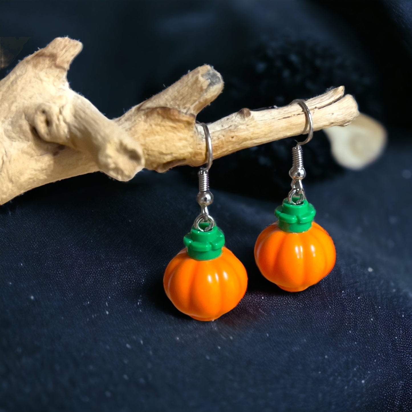 Brick Nic Lego Halloween Pumpkin Hook Earrings