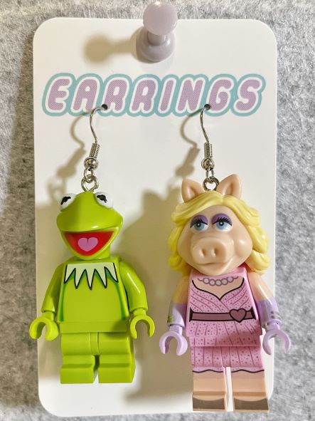 Lego Miss Piggy and Kermit Earrings